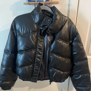 New Zara black faux puffer jacket, never worn! Brand new condition